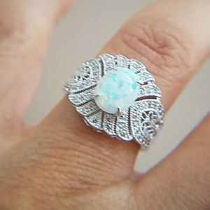 14k Gold plated Oval Opal Engagement Ring